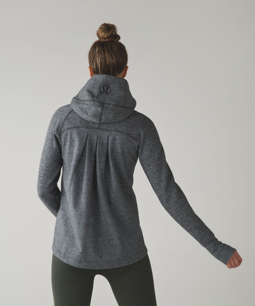 Lululemon Pleat To Street Hoodie - Heathered Snow Slub Coal / Black - lulu  fanatics