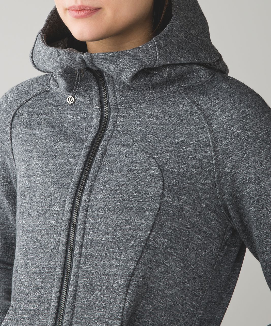 Lululemon Pleat To Street Hoodie - Heathered Snow Slub Coal / Black