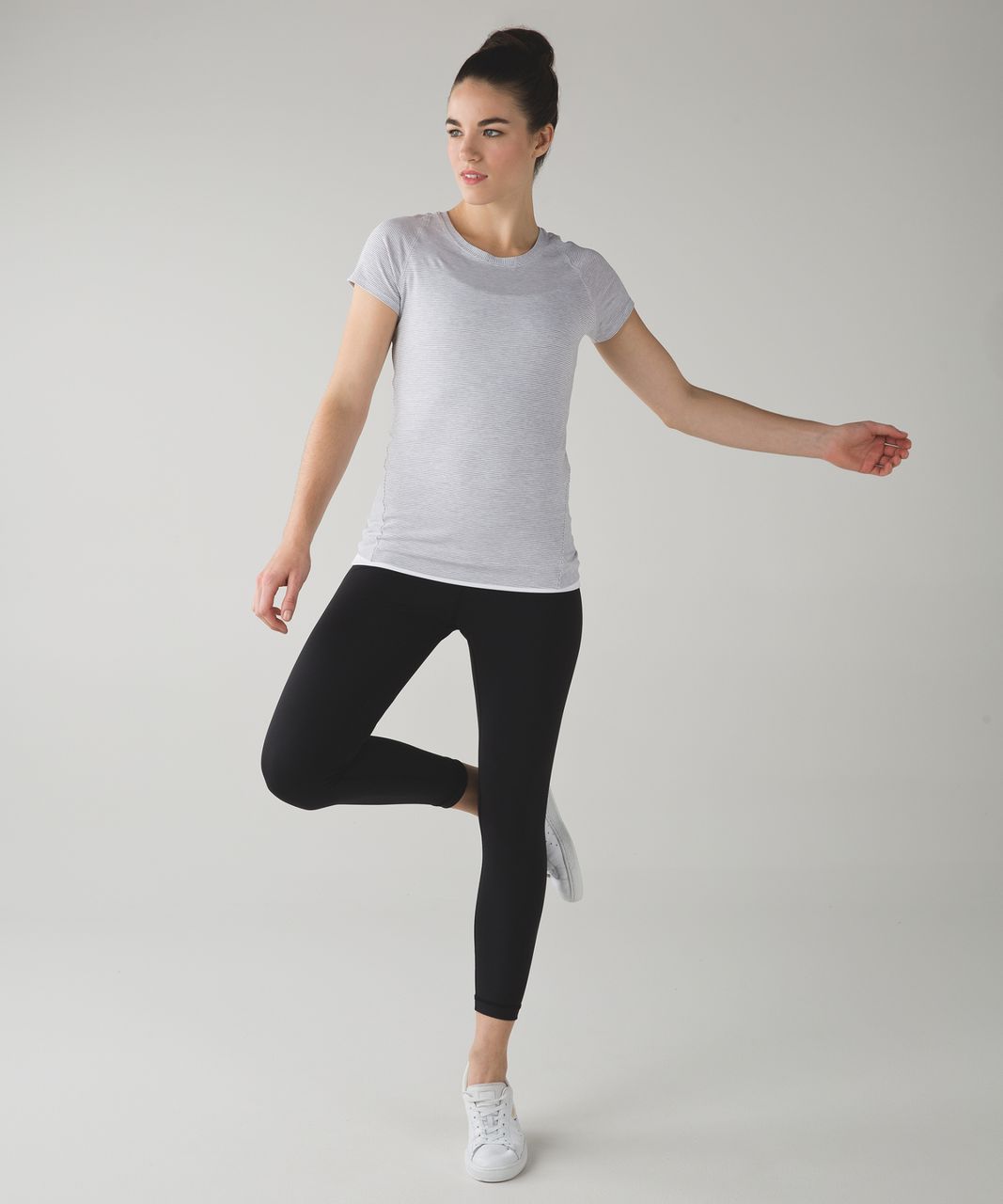 Lululemon Let Be Short Sleeve Tee - Tonka Stripe White Heathered Lavender Grey