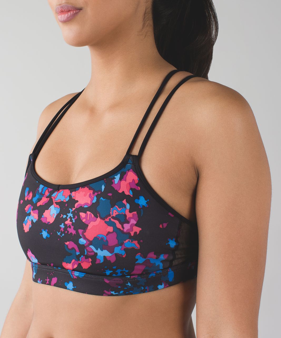 Lululemon Clip-In Long Line Bra - Dandy Digie Multi / Black - lulu fanatics