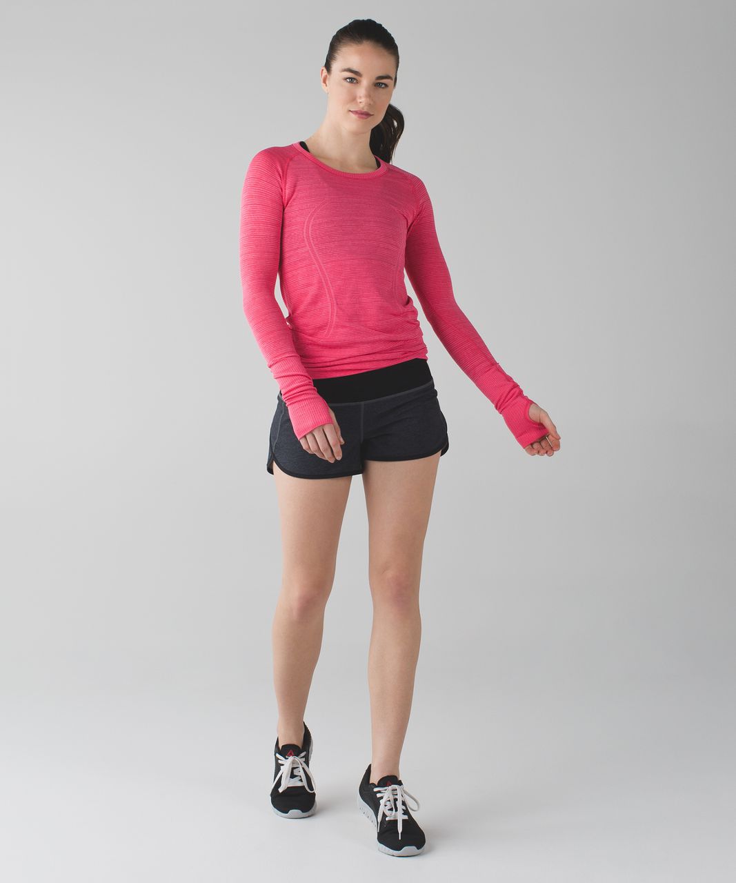 Lululemon Speed Short *4-way Stretch 2.5" - Heathered Black / Black / Boom Juice