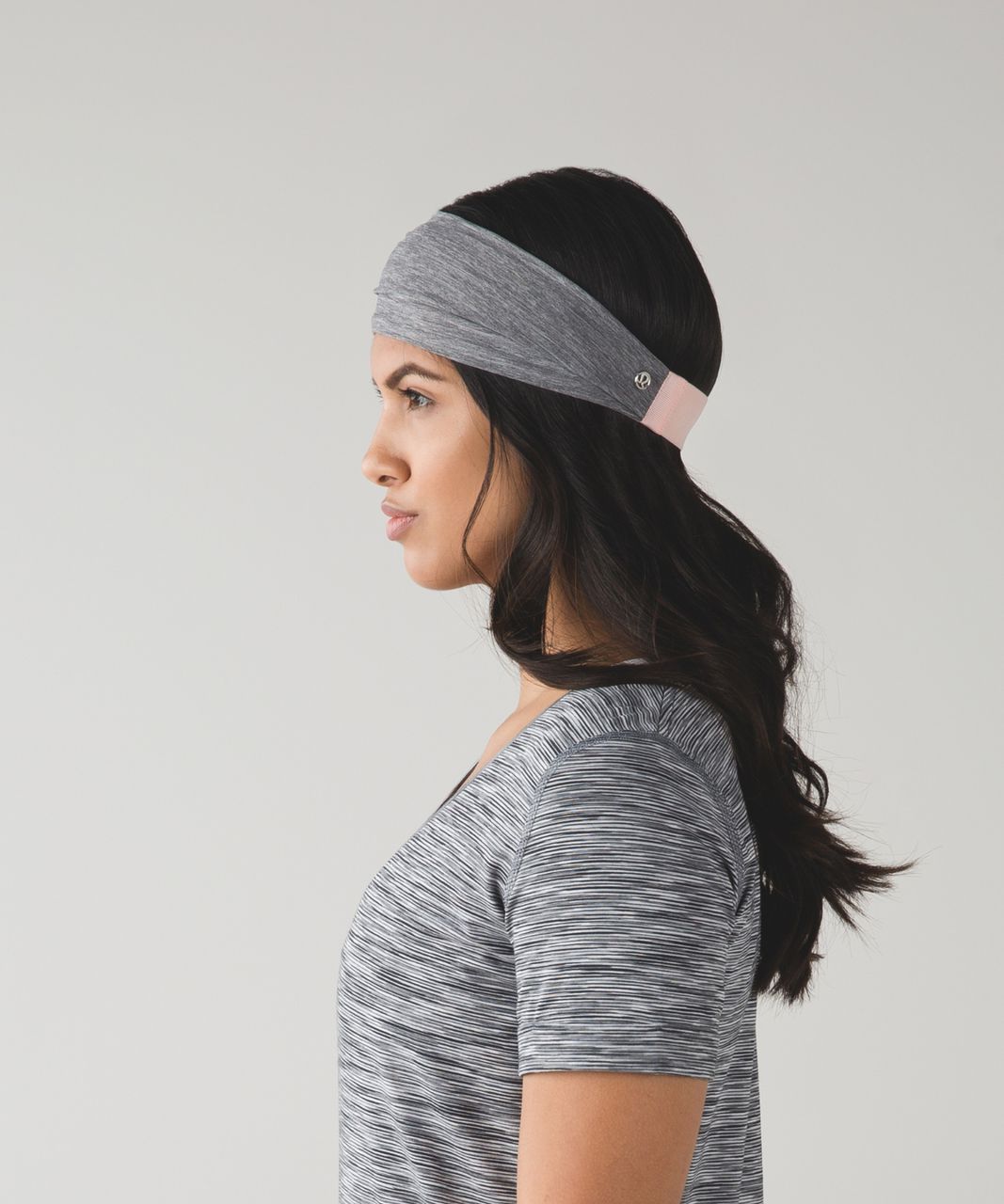 Lululemon Fringe Fighter Headband - Heathered Slate / Minty Pink