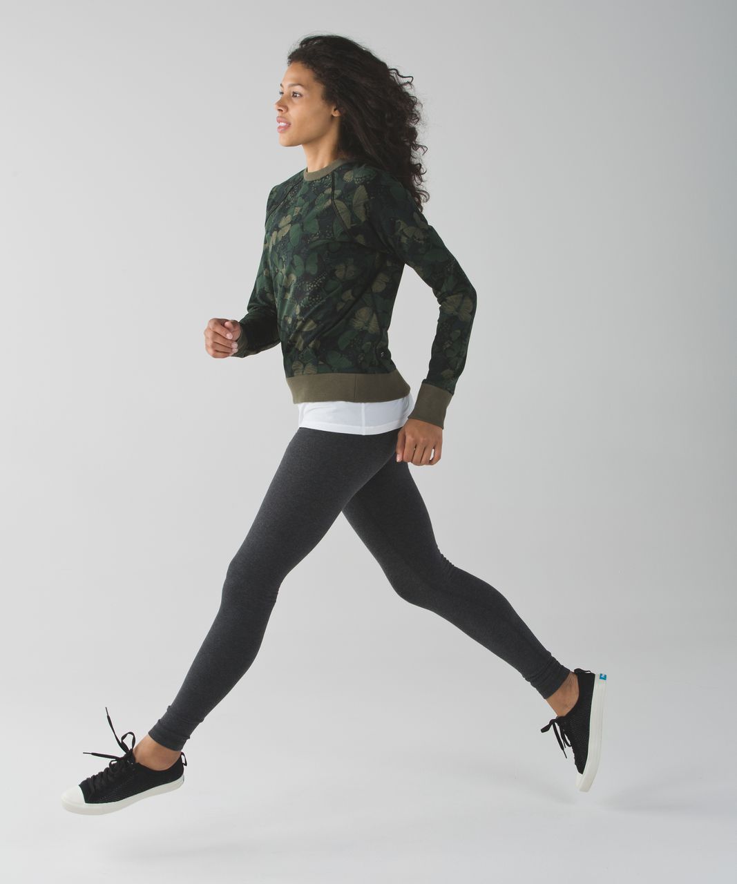Lululemon Crew Love Pullover - Biggie So Fly Butterfly Fatigue Green Black / Fatigue Green
