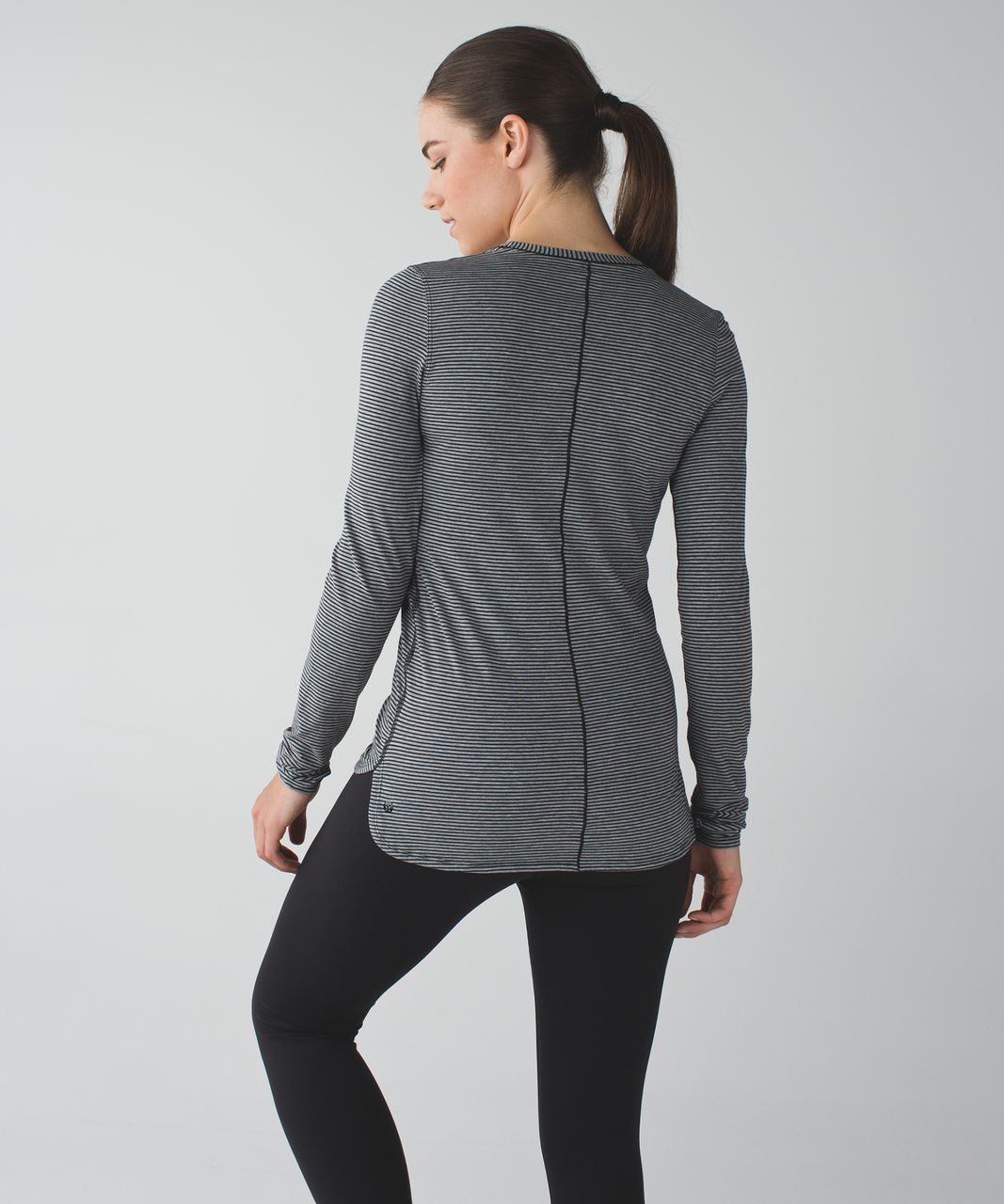 Lululemon Circadian Long Sleeve V Neck Tee - Mini Pop Stripe Heathered Medium Grey Black