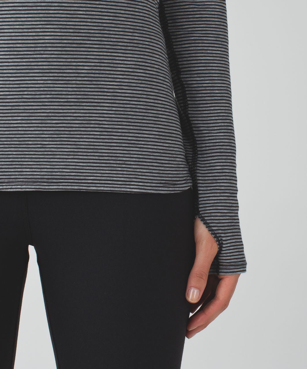 Lululemon Circadian Long Sleeve V Neck Tee - Mini Pop Stripe Heathered Medium Grey Black