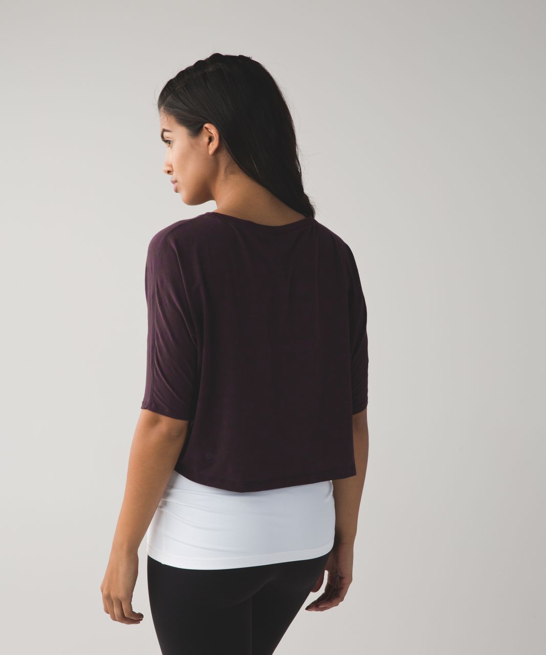 Lululemon Go Om Short Sleeve Tee - Mini Ghost Weave Burnout Black Cherry / Black Cherry