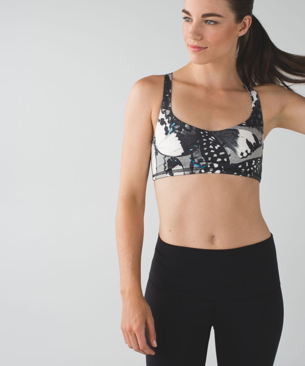 Lululemon Free To Be Bra - Exploded So Fly Butterfly Angel Wing Black / Tonka Stripe Heathered Black Angel Wing / Angel Wing
