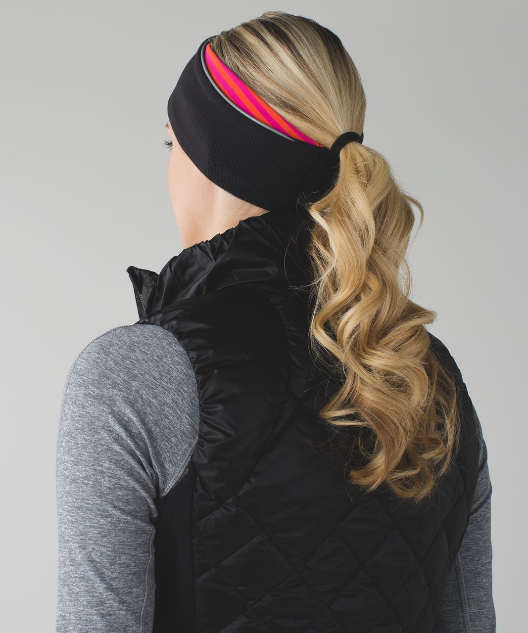 Lululemon Run And Done Ear Warmer - Classic Stripe Jewelled Magenta Red October / Jewelled Magenta / Black