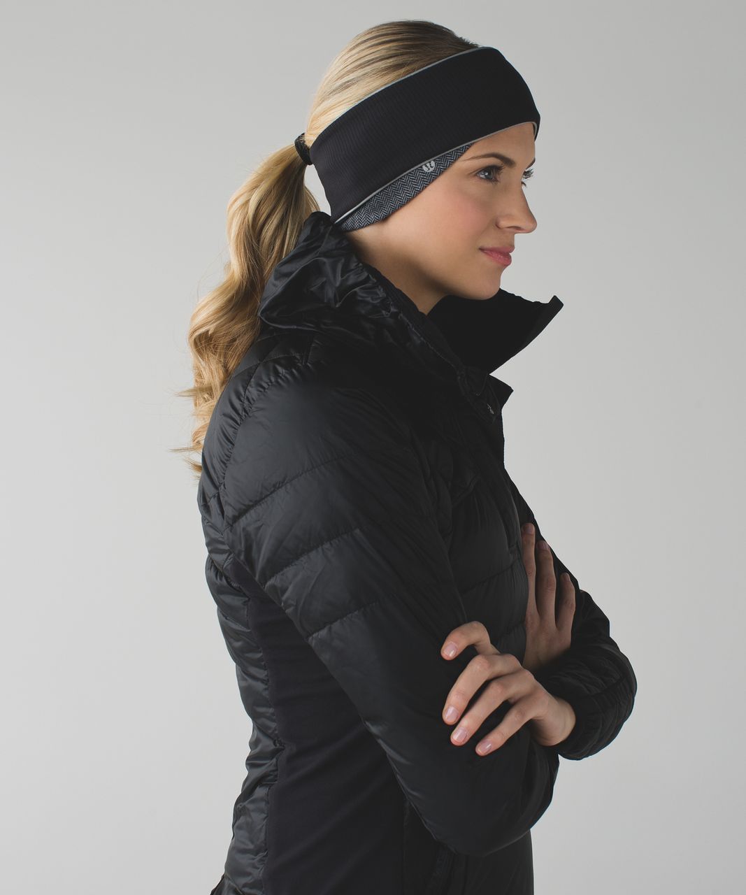 Lululemon Run And Done Ear Warmer - Heathered Herringbone Heathered Slate Black