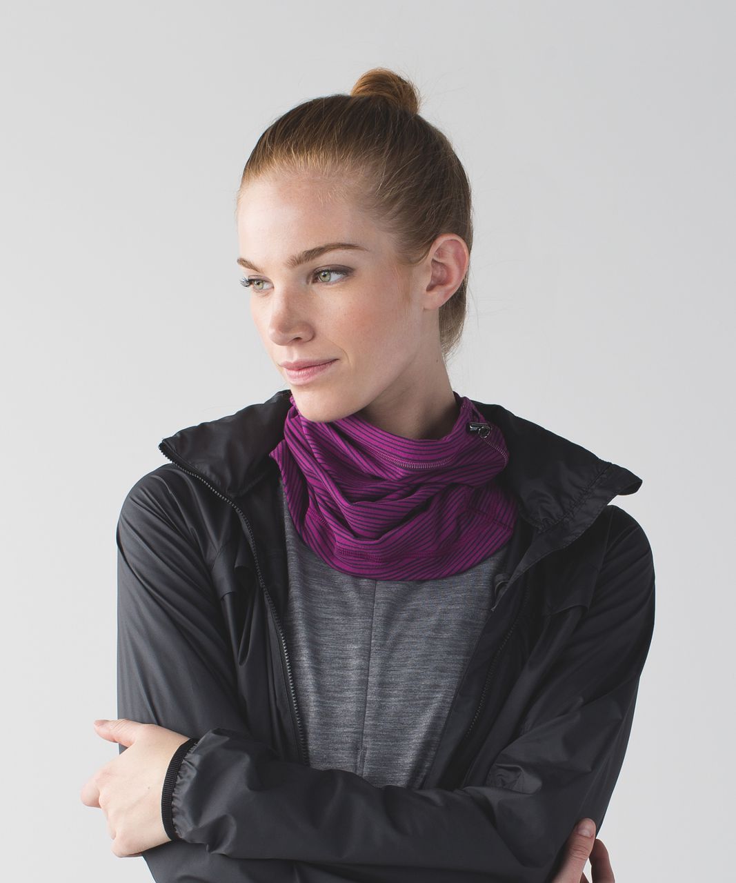 Lululemon Run And Done Neck Warmer - Kanto Stripe Regal Plum Naval Blue