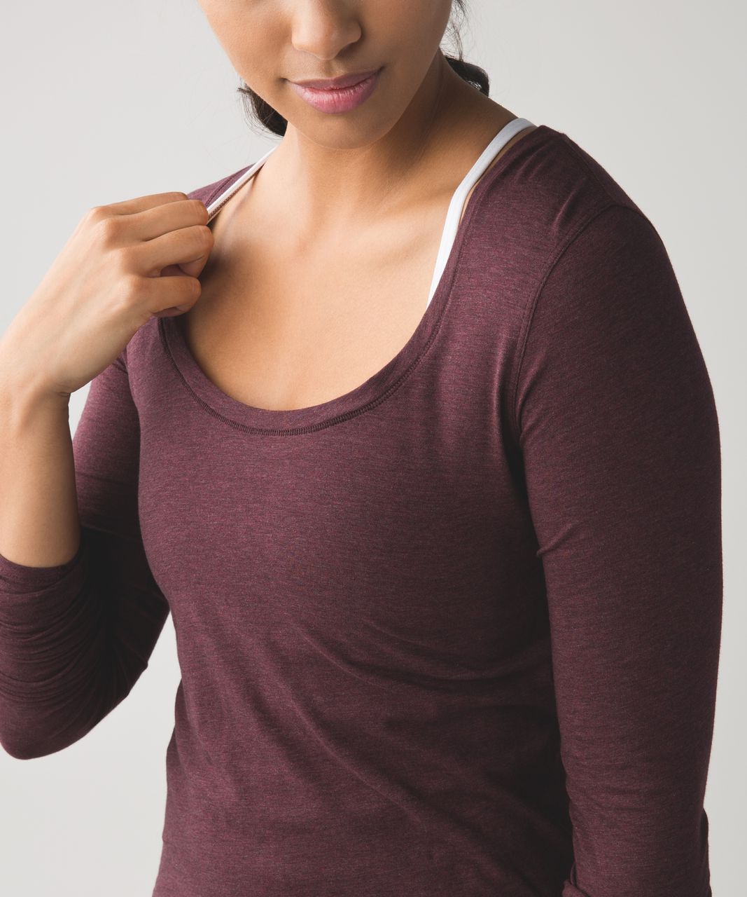 Lululemon Anahatasana Long Sleeve Tee - Heathered Bordeaux Drama - lulu  fanatics