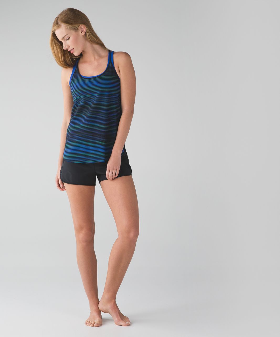 Lululemon Stride To Tide Tank - Twisted Dune Harbor Blue Black / Black