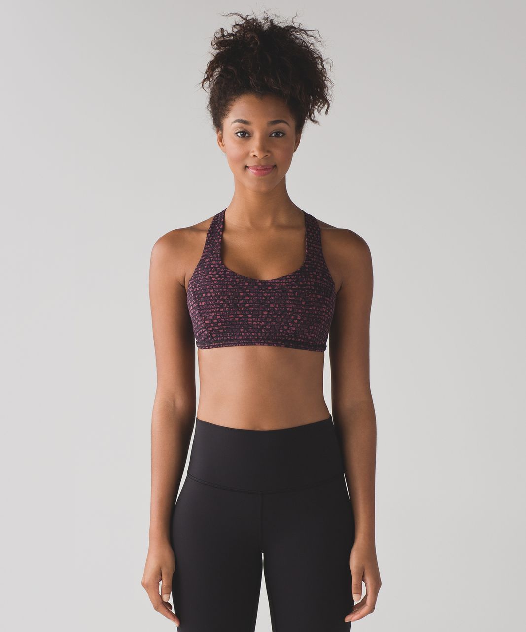 Lululemon Free To Be Tranquil Bra - Shatter Weave Dust Coral Plum