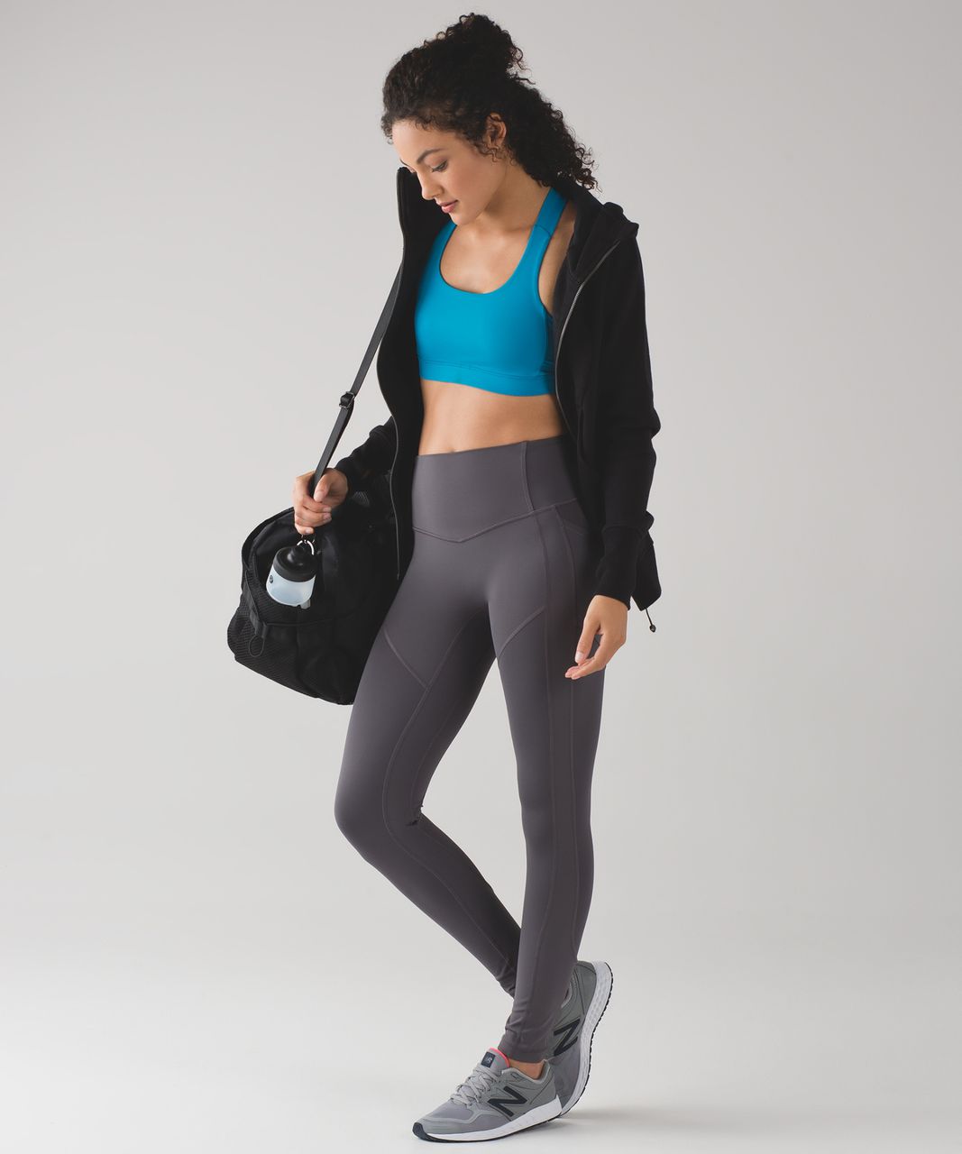 Lululemon Iconic Sweat Bra - Black / Ocean Mist - lulu fanatics