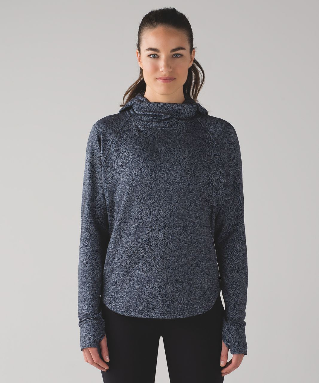 Lululemon Pick Up The Pace Long Sleeve - Running Luon Spray Jacquard Blue Denim Black