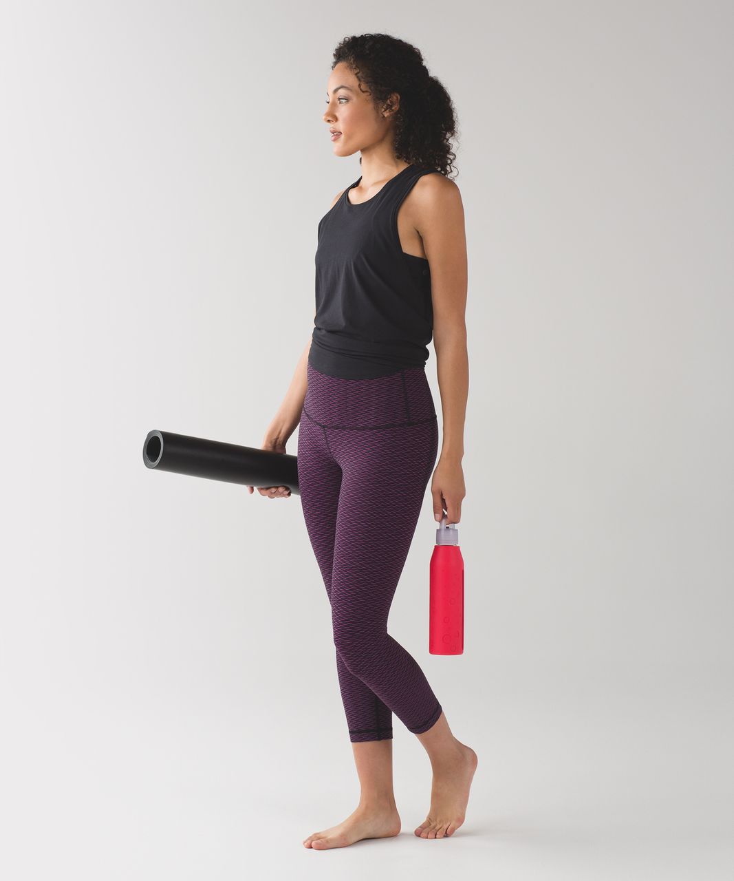 Lululemon Wunder Under Crop (Hi-Rise) (Luxtreme) - Score Jacquard Black Polar Pink