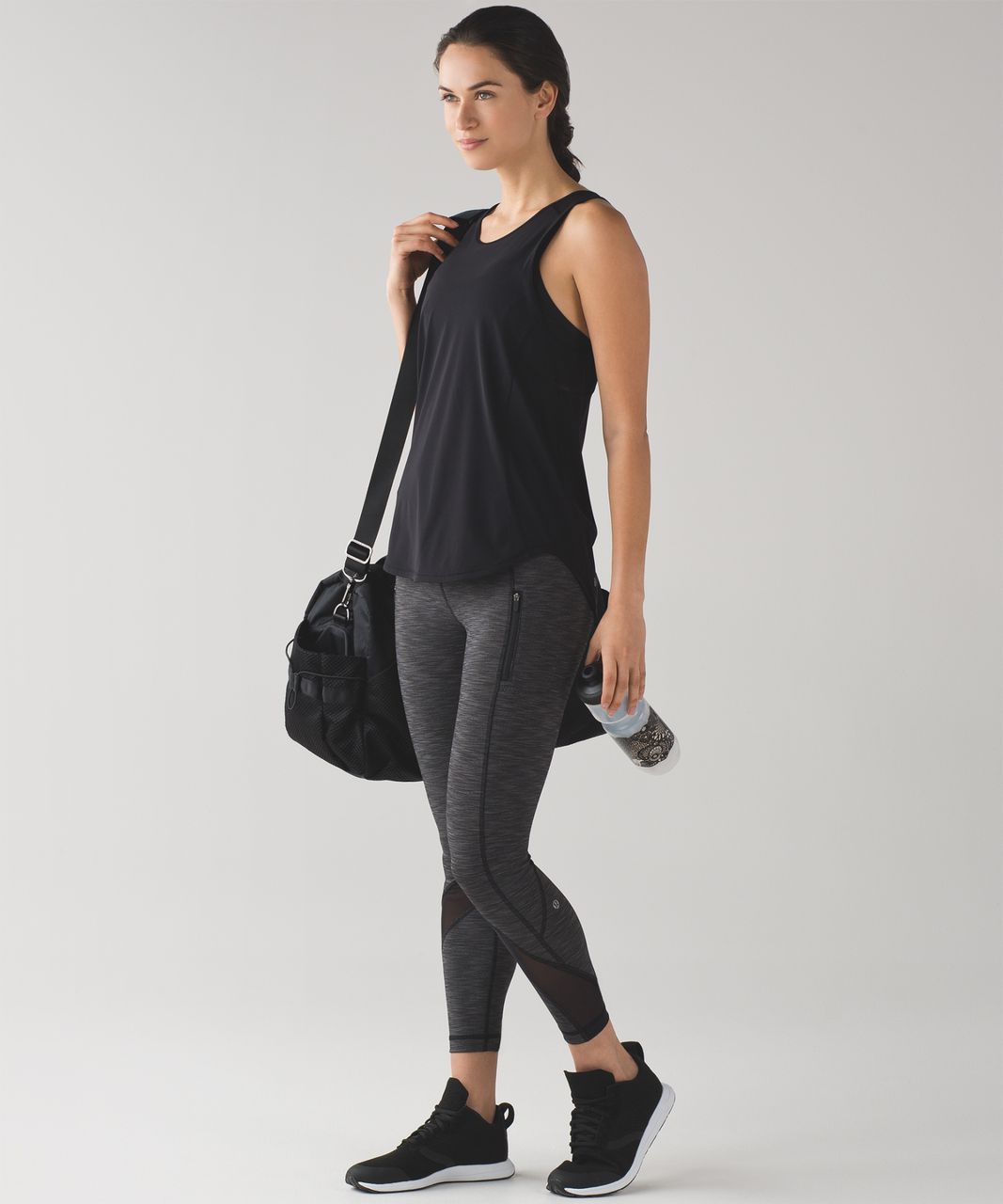 Lululemon Inspire Tight II (Mesh) - Heathered Black / Black / Blue