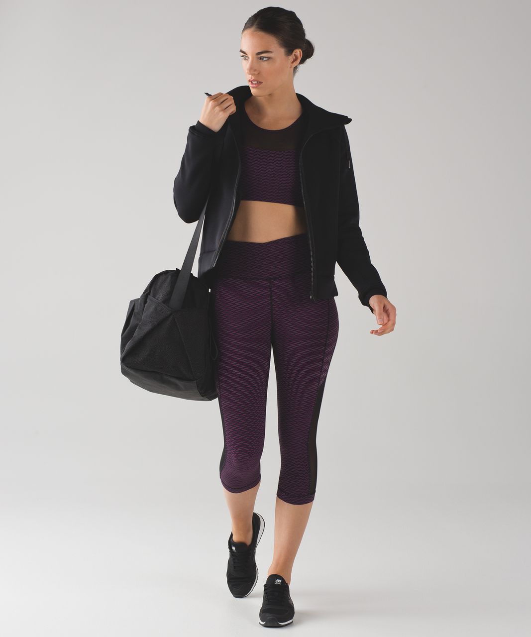 Lululemon Gear Up Crop (17") - Score Jacquard Black Polar Pink / Black