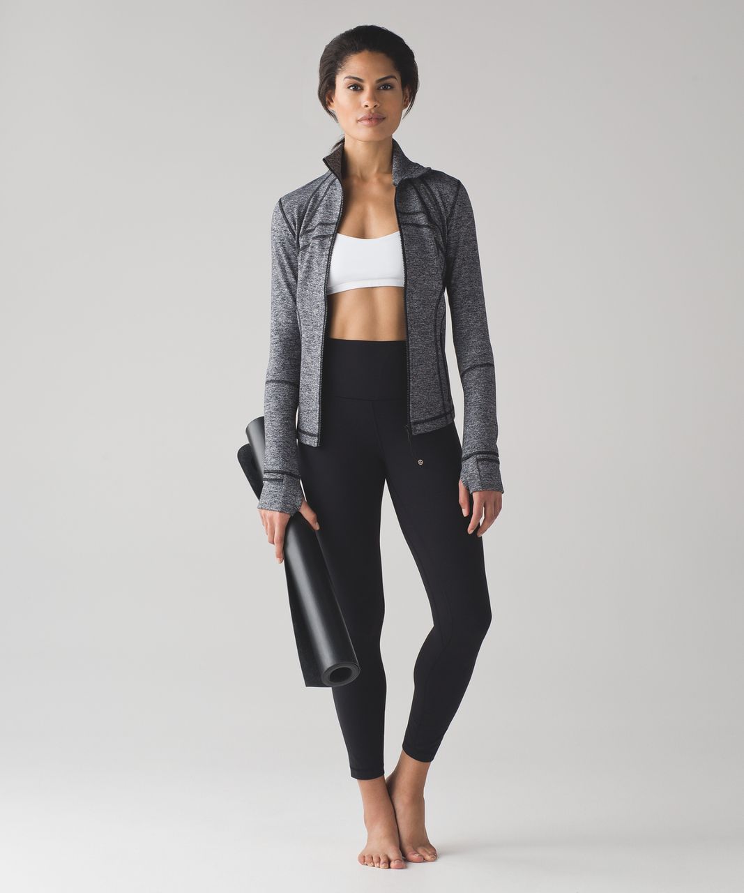 Lululemon Define Jacket - Luon Variegated Knit Black Heathered Black - lulu  fanatics