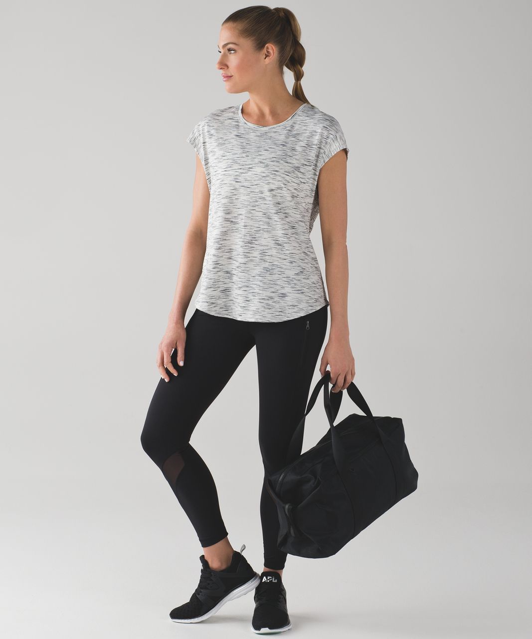 Lululemon Lost In Pace Short Sleeve - Tiger Space Dye Black White