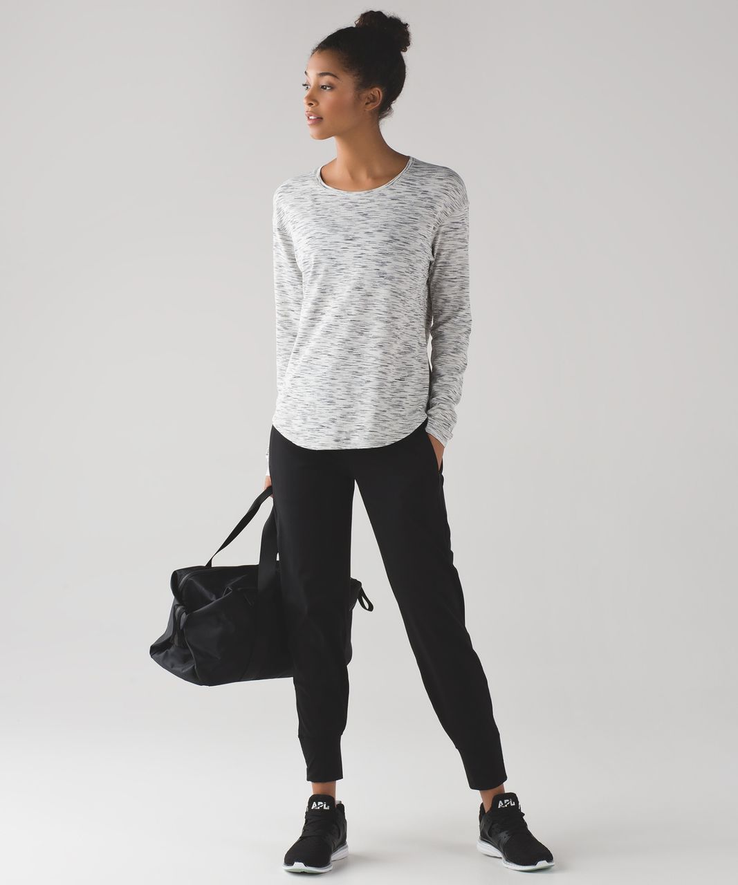 Lululemon Lost In Pace Long Sleeve - Tiger Space Dye Black White