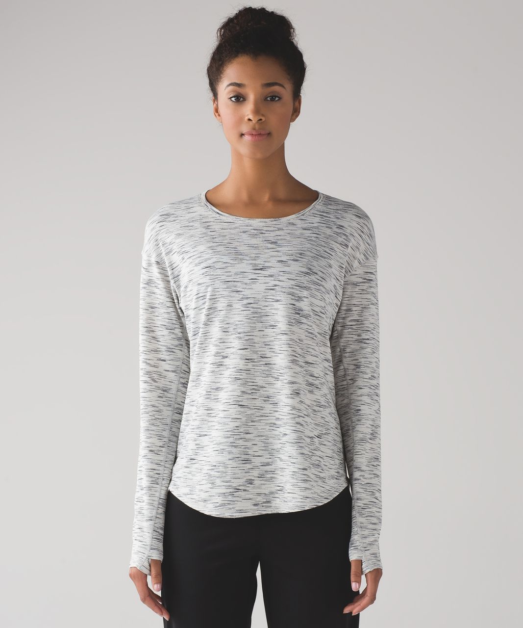 Lululemon Lost In Pace Long Sleeve - Tiger Space Dye Black White - lulu  fanatics