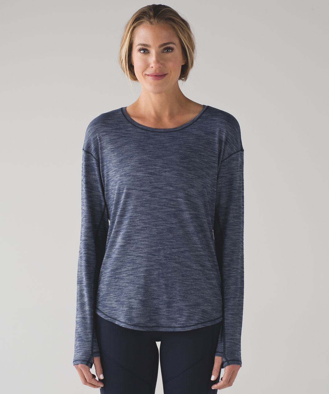 Lululemon Lost In Pace Long Sleeve - Heathered Deep Navy - lulu fanatics