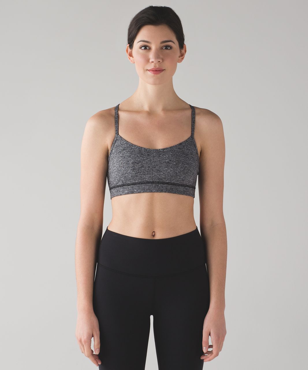 Lululemon Flow Y Bra IV - Heathered Black / Black - lulu fanatics