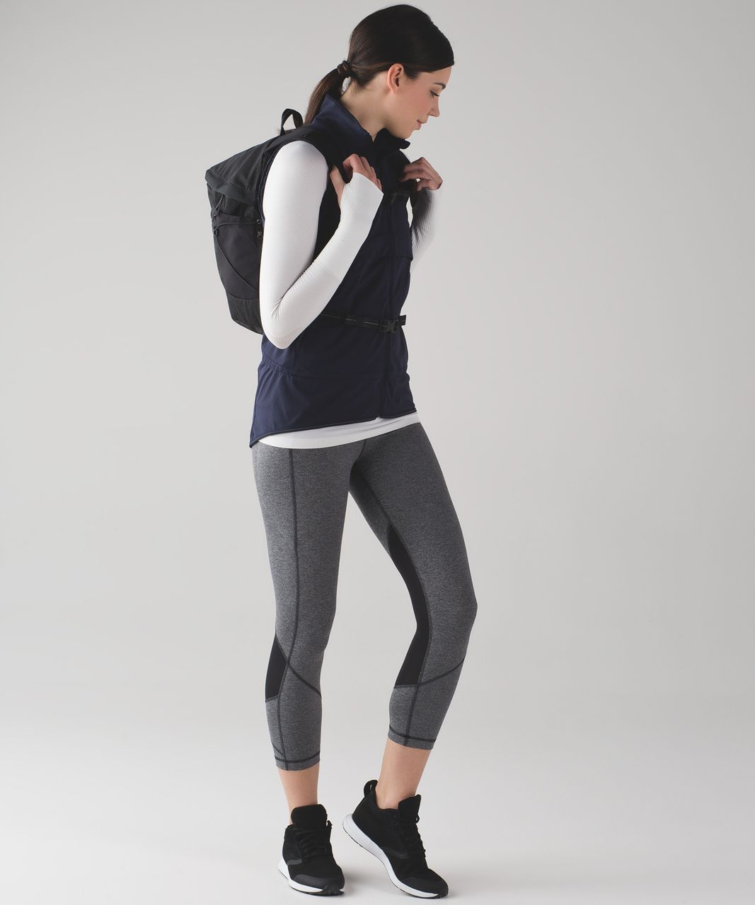 Lululemon Pace Rival Crop *22 - Heathered Black / Black (First Release) -  lulu fanatics