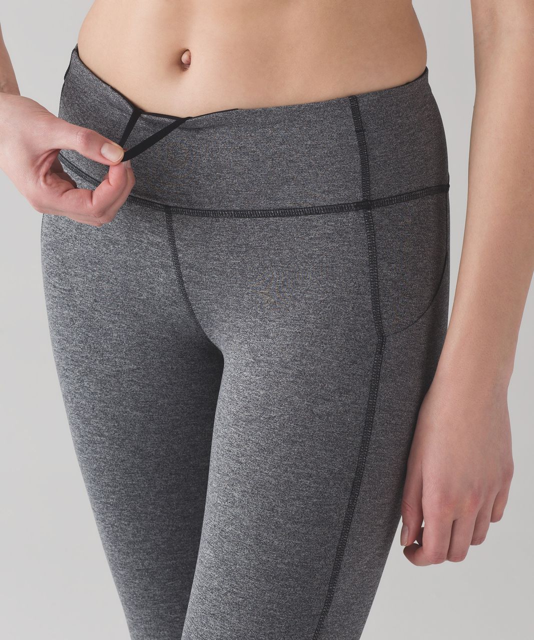 Lululemon Pace Rival Mid-Rise Crop 22” - Heathered Black / Black - lulu  fanatics