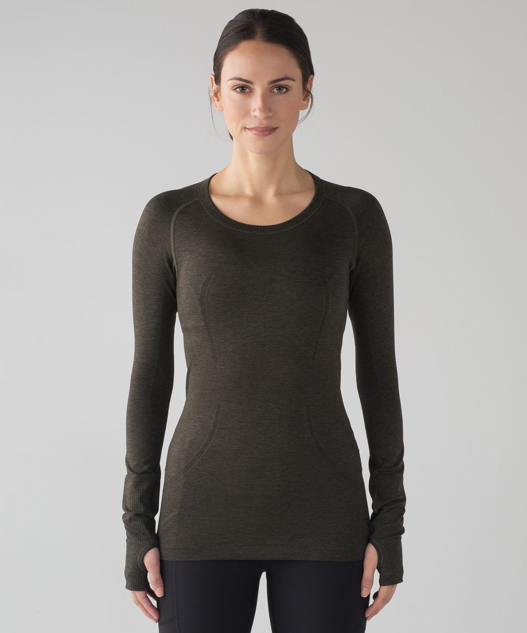 Lululemon Swiftly Tech Long Sleeve Crew - Dark Olive / Black - lulu fanatics