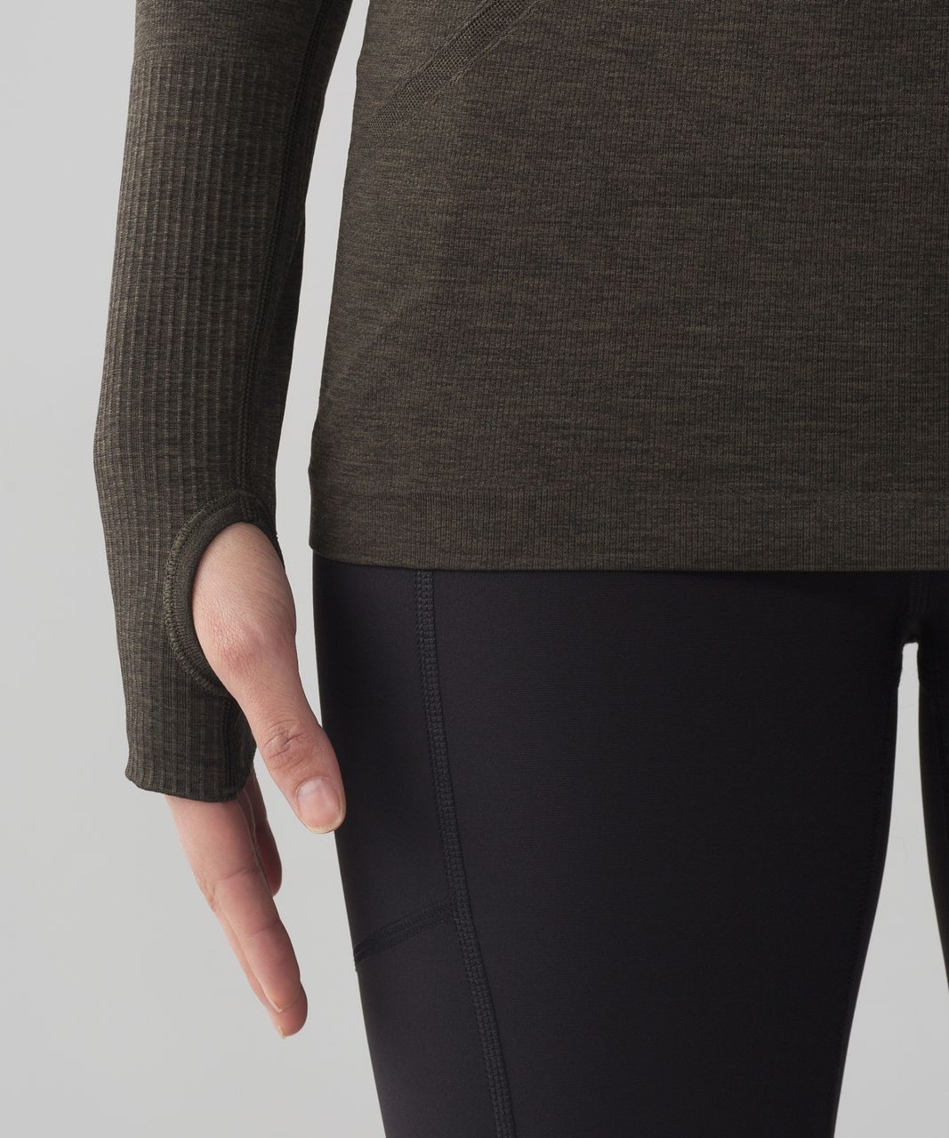 Lululemon Swiftly Tech Long Sleeve Crew - Dark Olive / Black