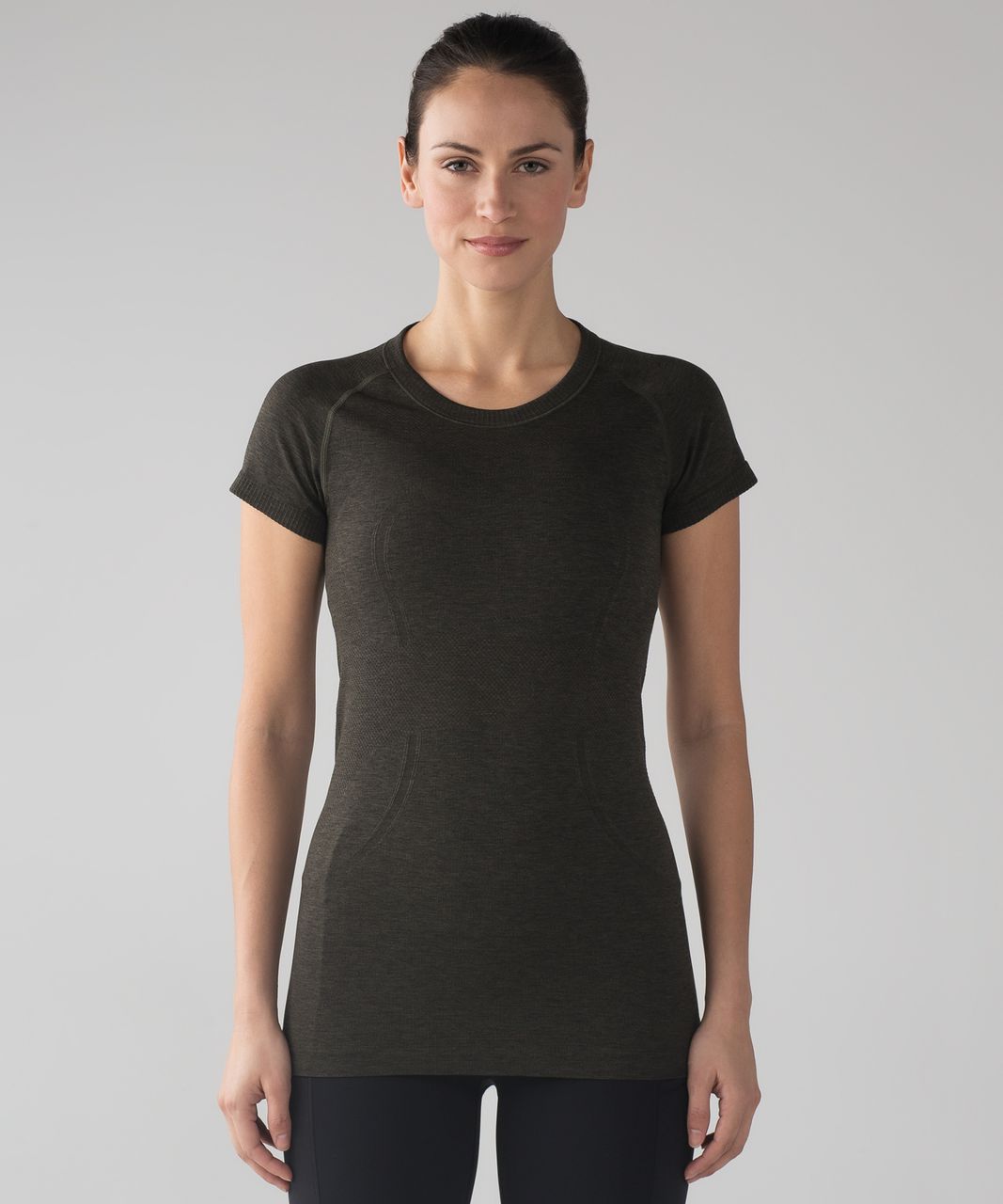 Lululemon Swiftly Tech Short Sleeve Crew - Dark Olive / Black - lulu  fanatics