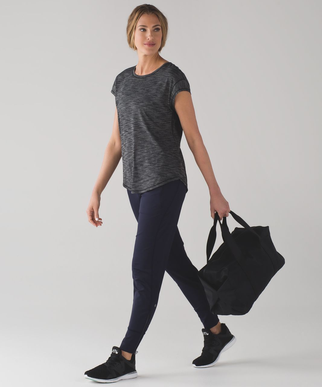 Lululemon Lost In Pace Short Sleeve - Heathered Black