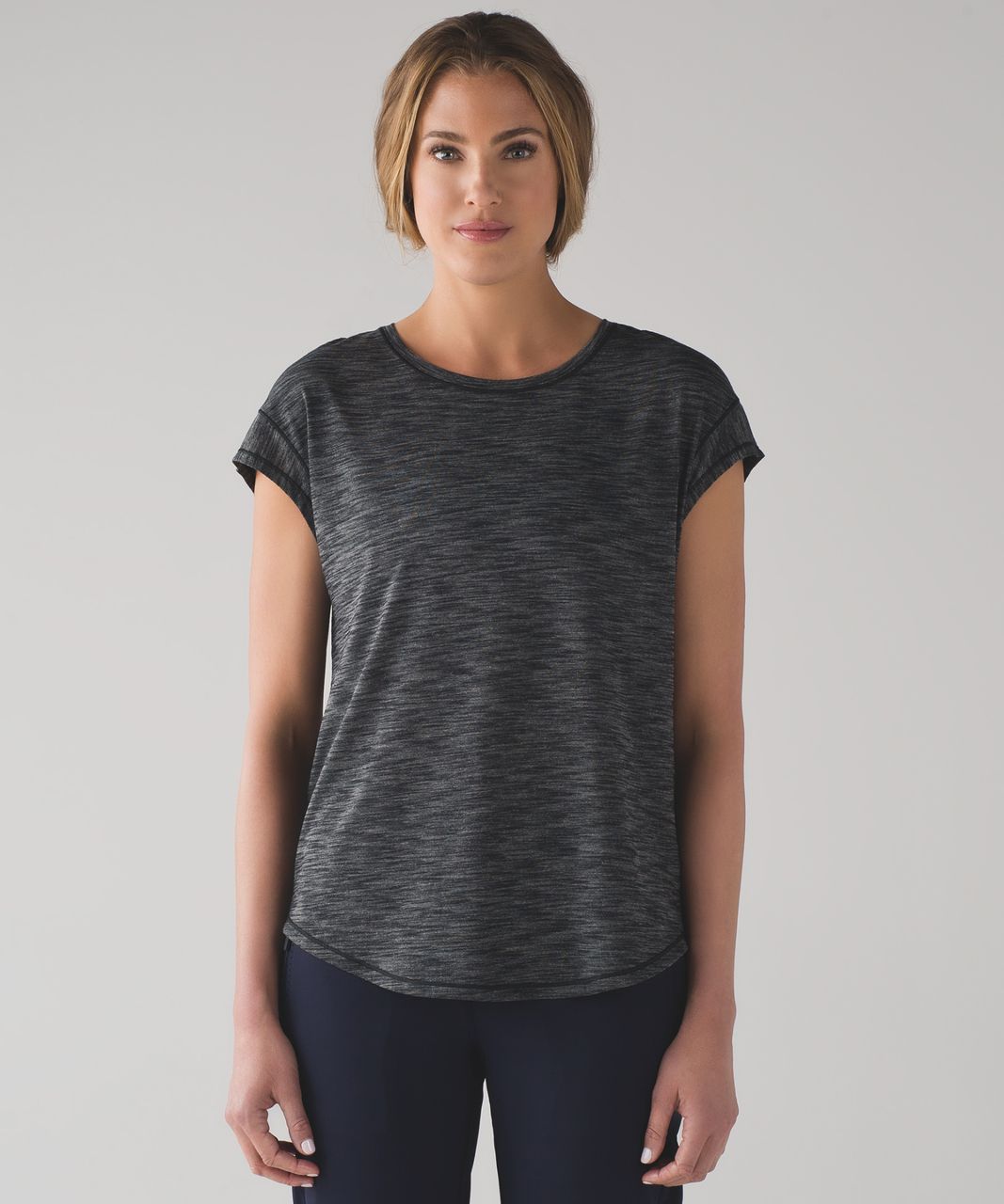 Lululemon Lost In Pace Short Sleeve - Heathered Black