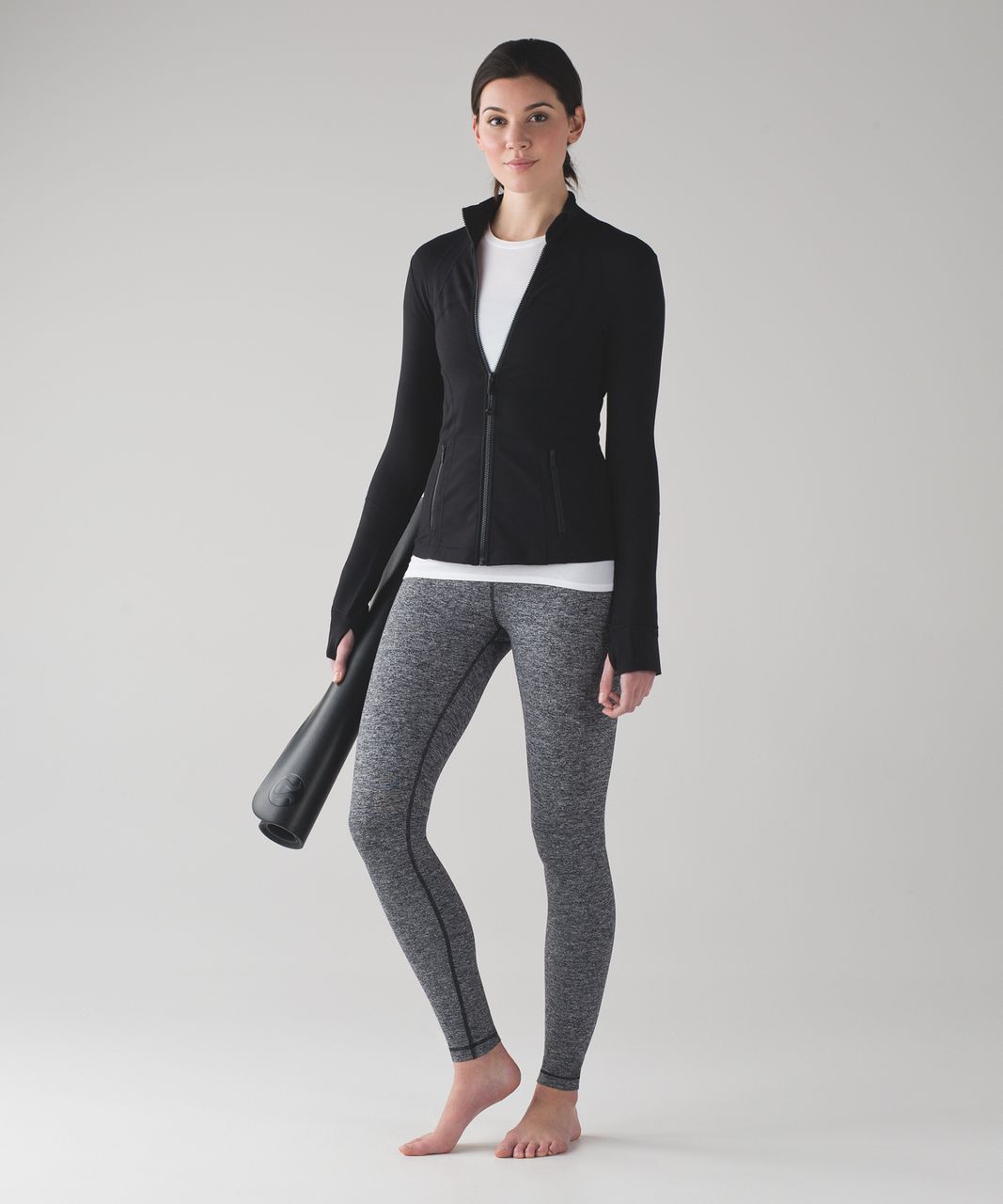 Lululemon Wunder Under Low-Rise Tight Luon Variegated Knit Black Heathered  Black