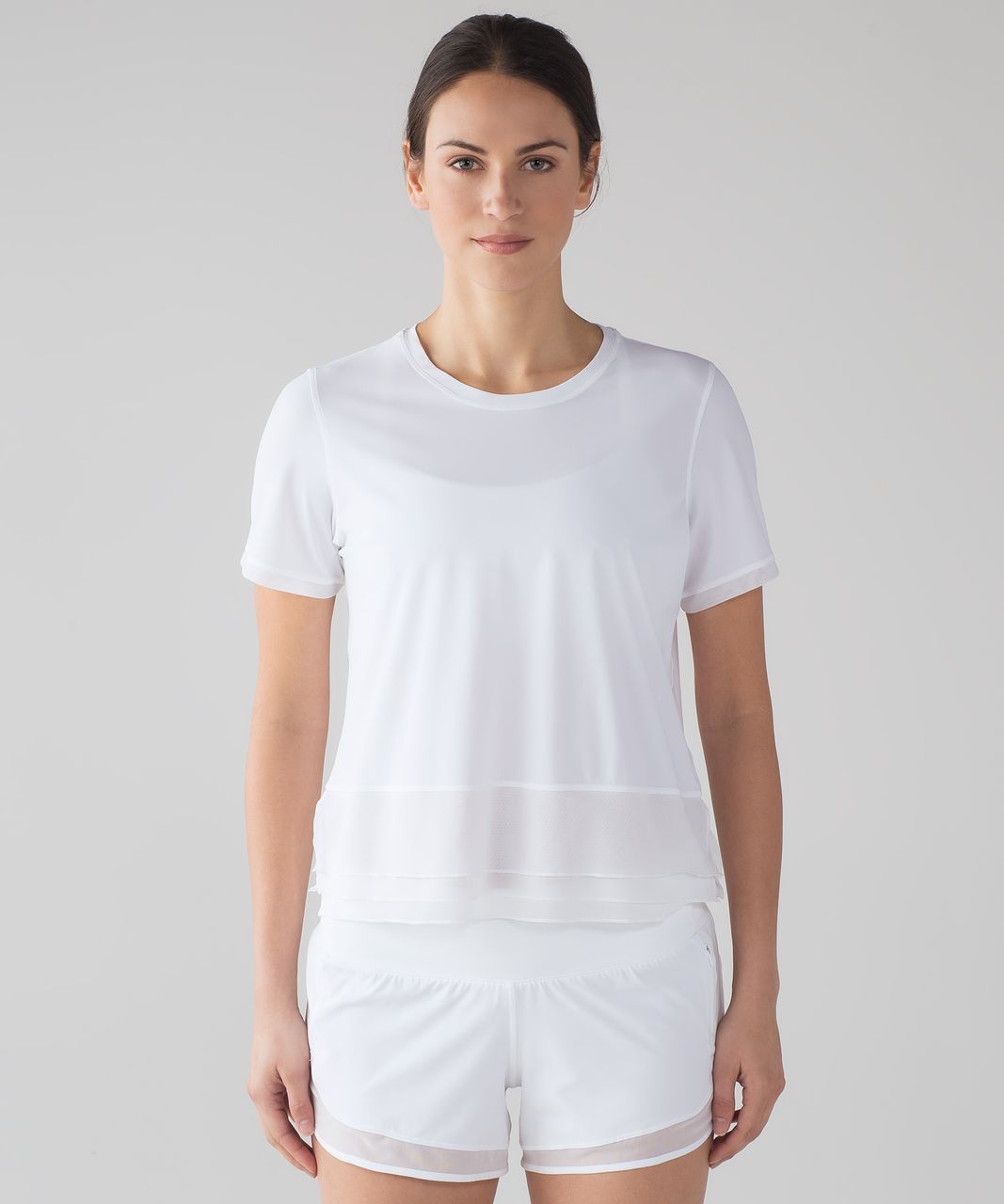 Lululemon Set The Course White Mesh Short Sleeve Top 6