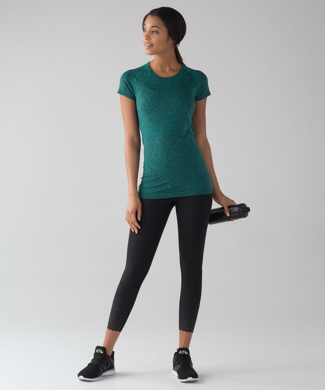 Lululemon Swiftly Tech Short Sleeve Crew - Viridian Green / Black - lulu  fanatics