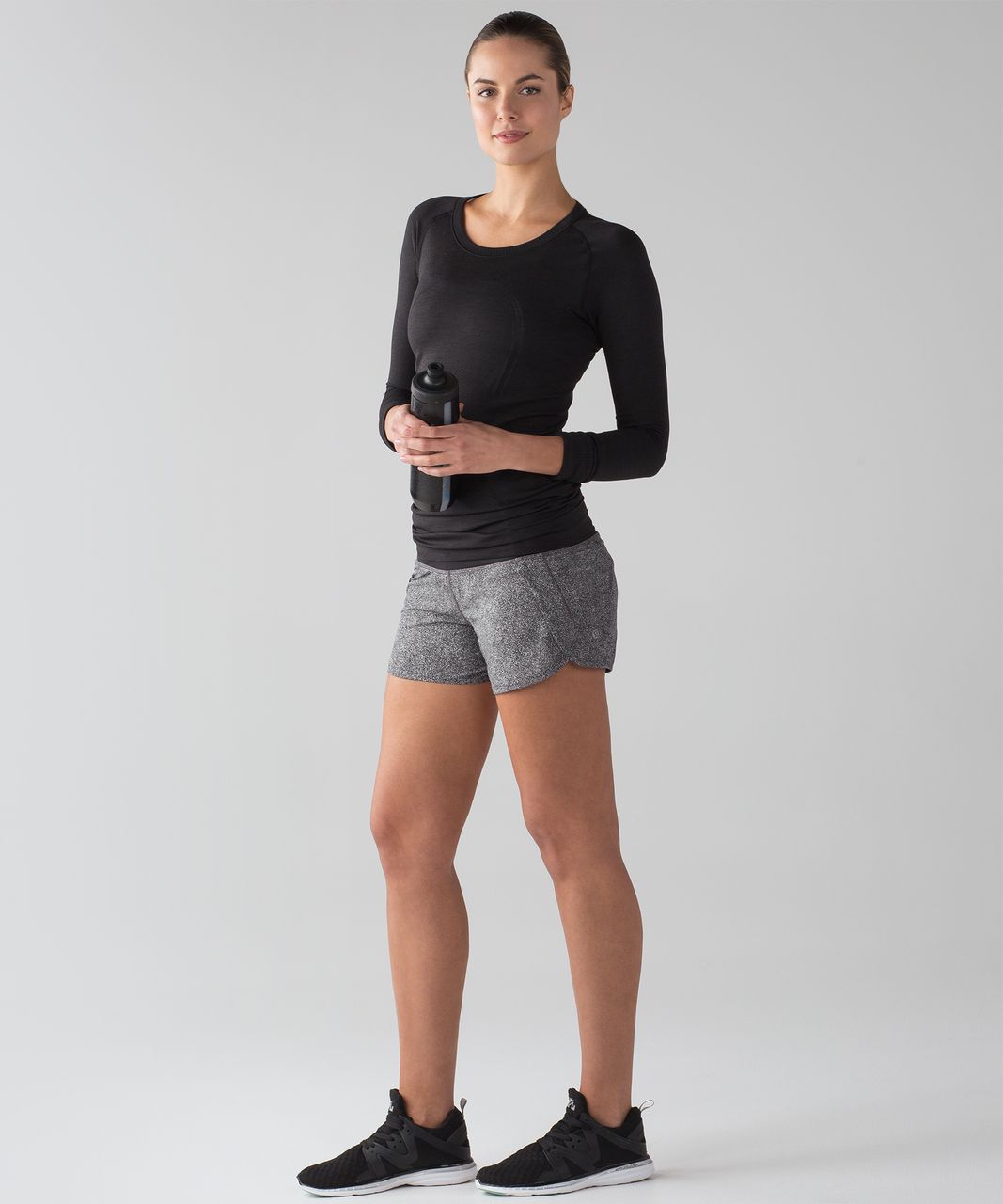 Lululemon Run Times Short (4-way Stretch 4") - Sea Spray Alpine White Dark Chrome / Black