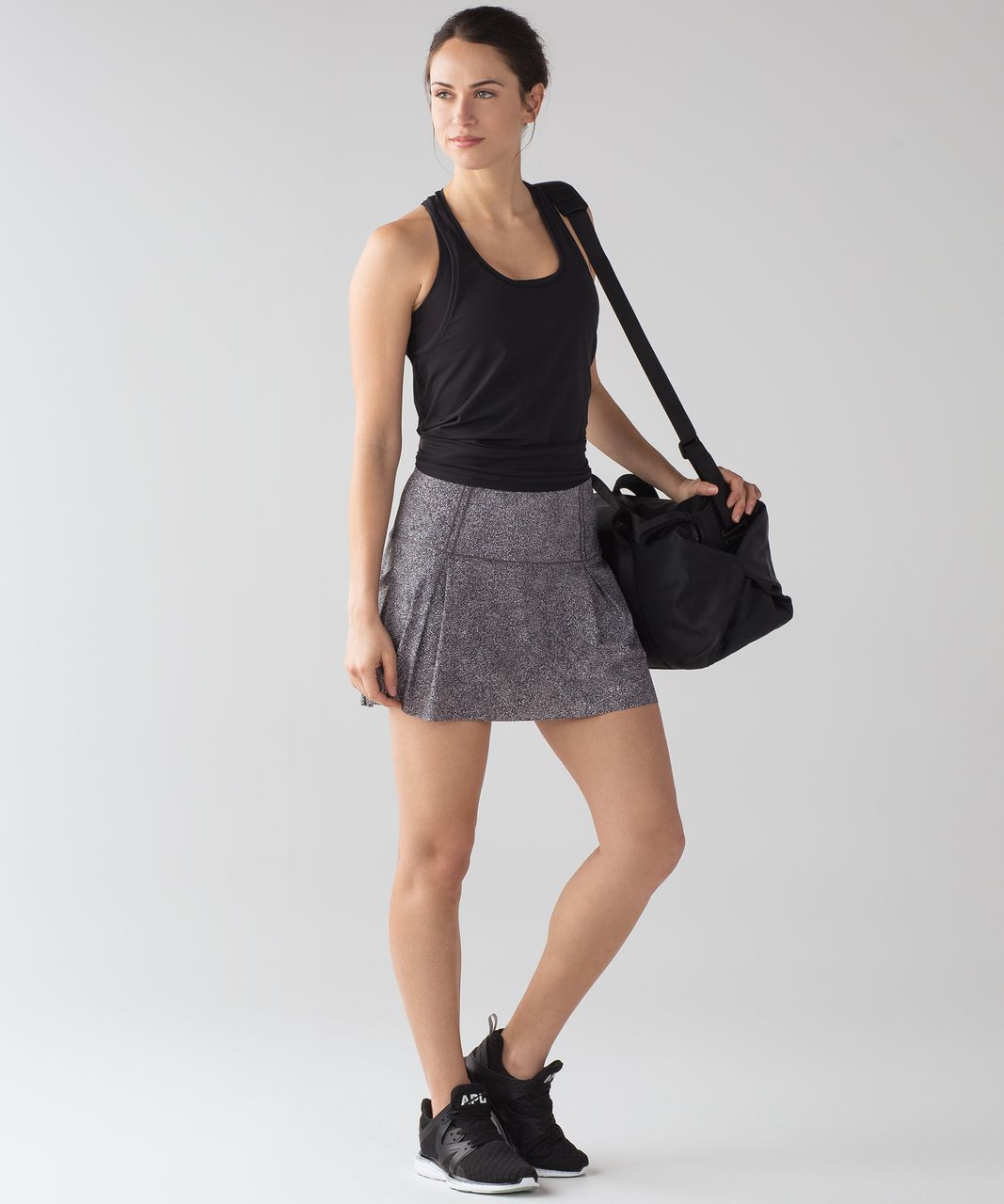 Lululemon Lost In Pace Skirt (Tall) (15") - Sea Spray Alpine White Dark Chrome / Black