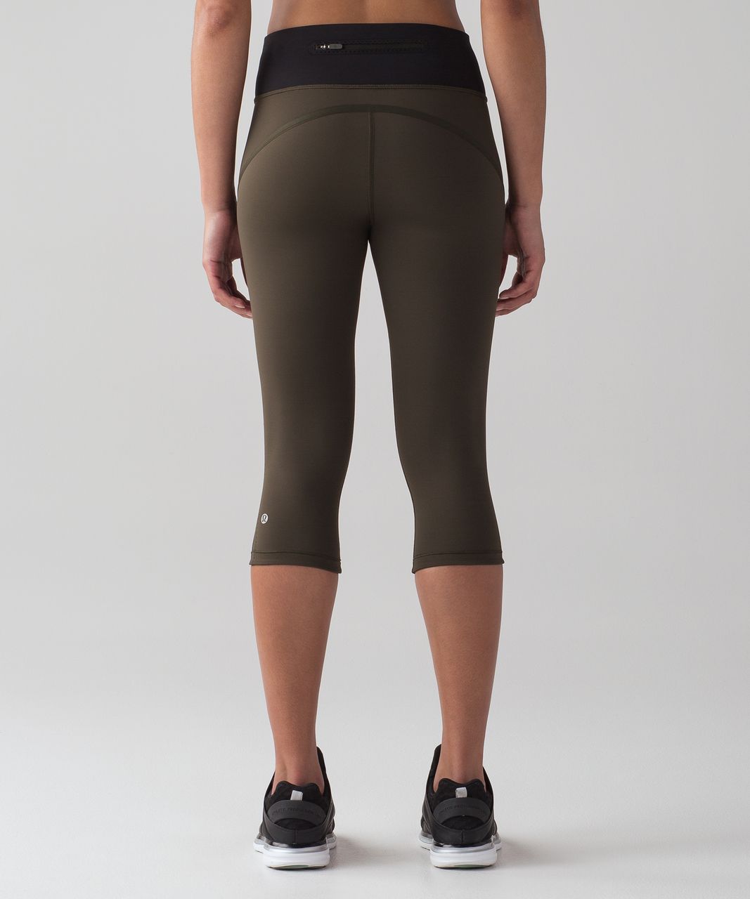 Lululemon Smooth Stride Crop - Dark Olive / Black