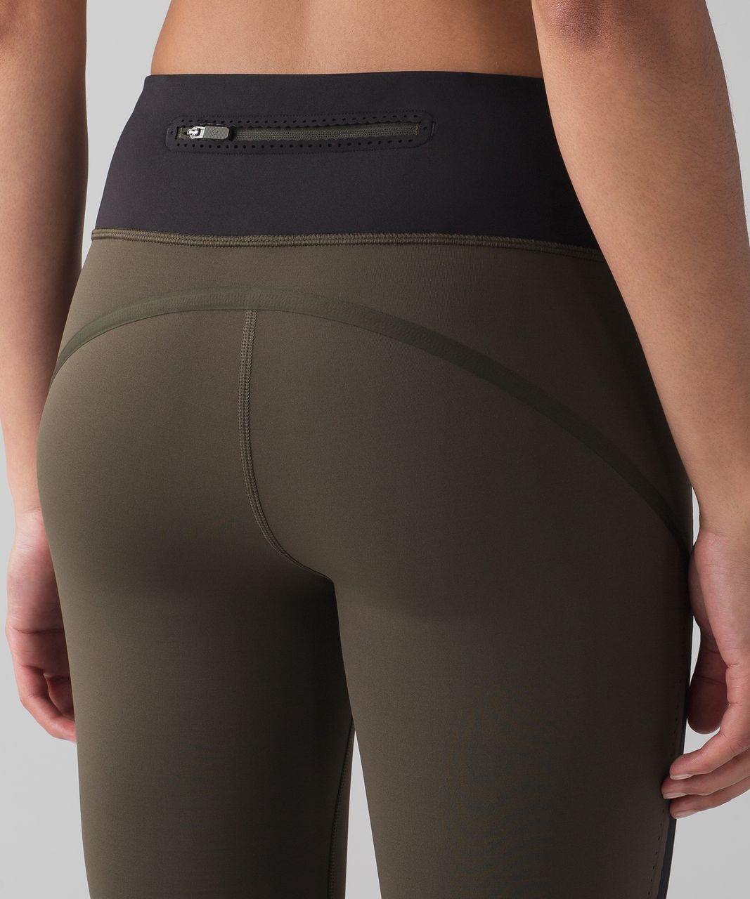 Lululemon Smooth Stride Crop - Dark Olive / Black