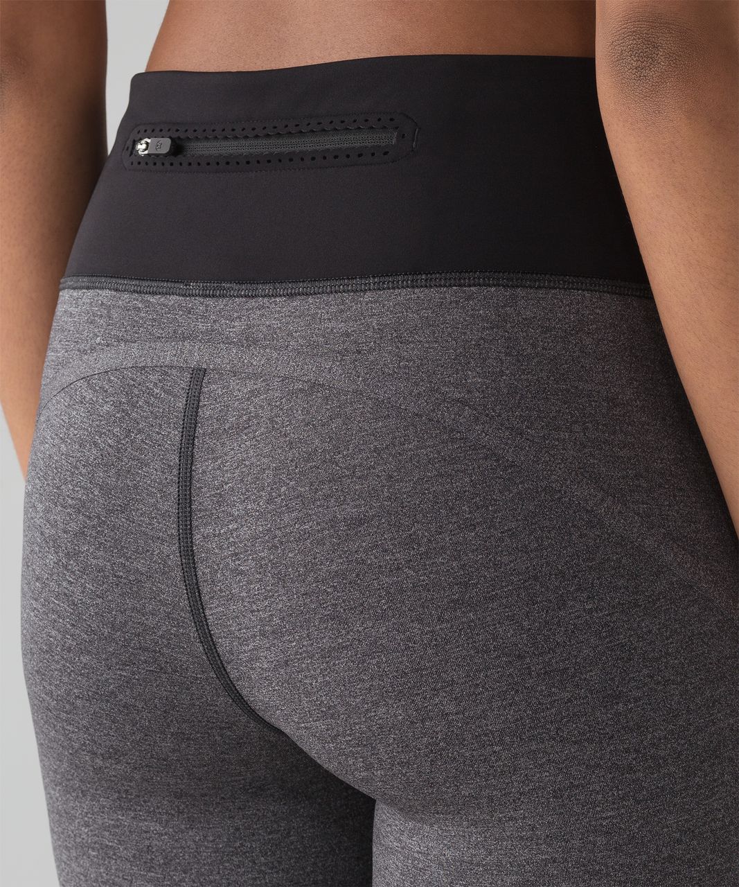 Lululemon Smooth Stride Crop - Heathered Black / Black