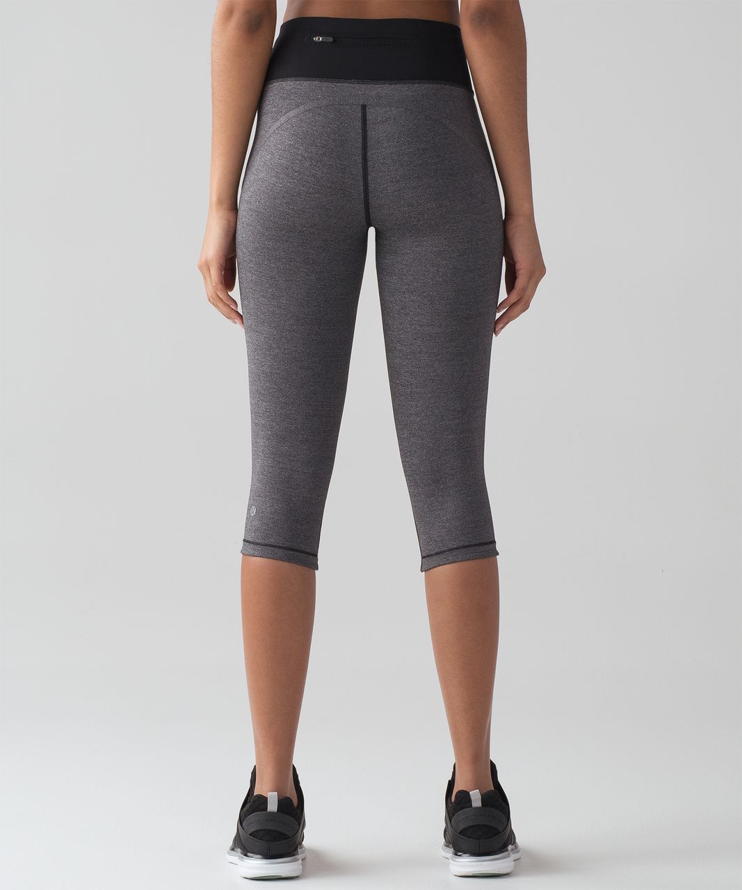 Lululemon Smooth Stride Crop - Heathered Black / Black