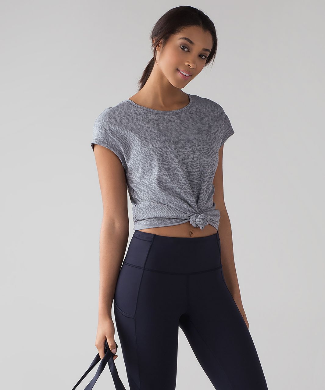 Lululemon Lost In Pace Short Sleeve - Sheer Luon Pebble Jacquard V2 Arctic Grey Ice Grey