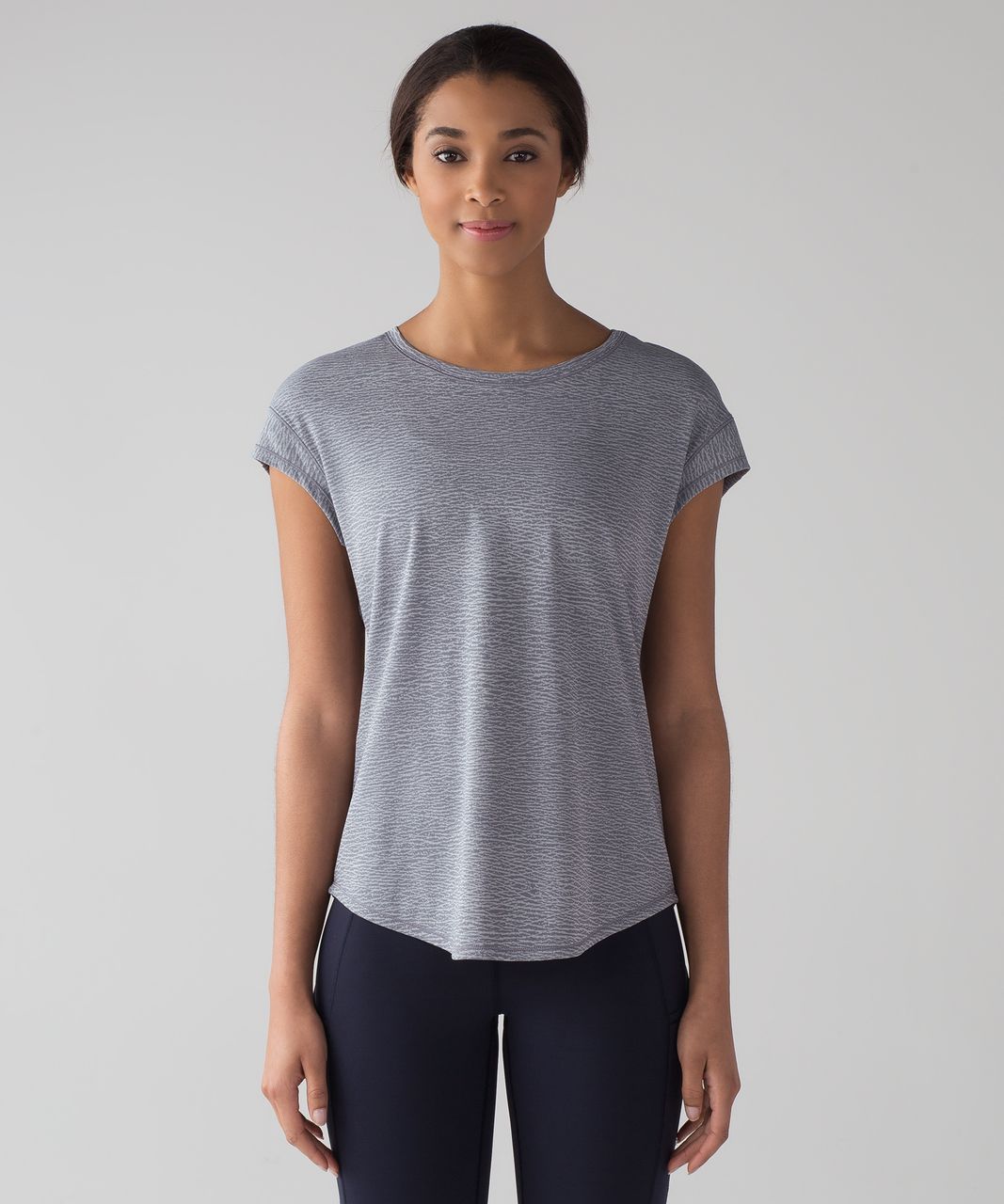 Lululemon Lost In Pace Short Sleeve - Sheer Luon Pebble Jacquard V2 Arctic Grey Ice Grey