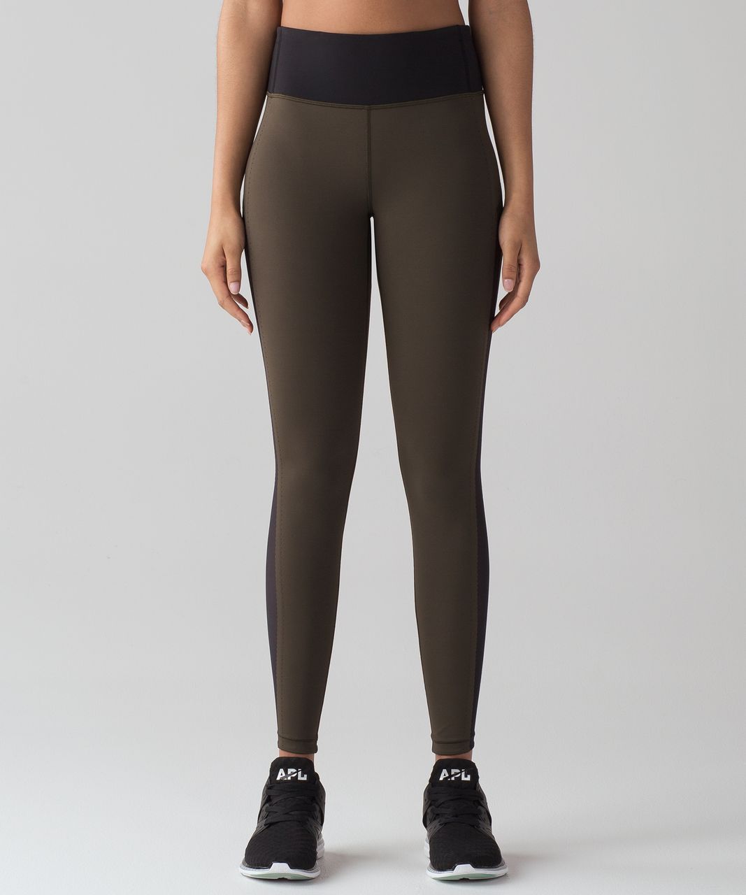 Lululemon Smooth Stride Tight - Dark Olive / Black