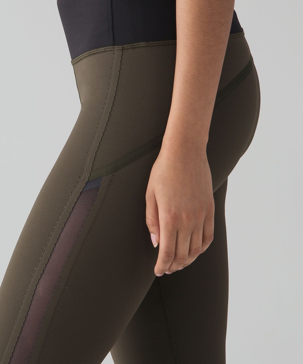 Lululemon Smooth Stride Tight - Dark Olive / Black