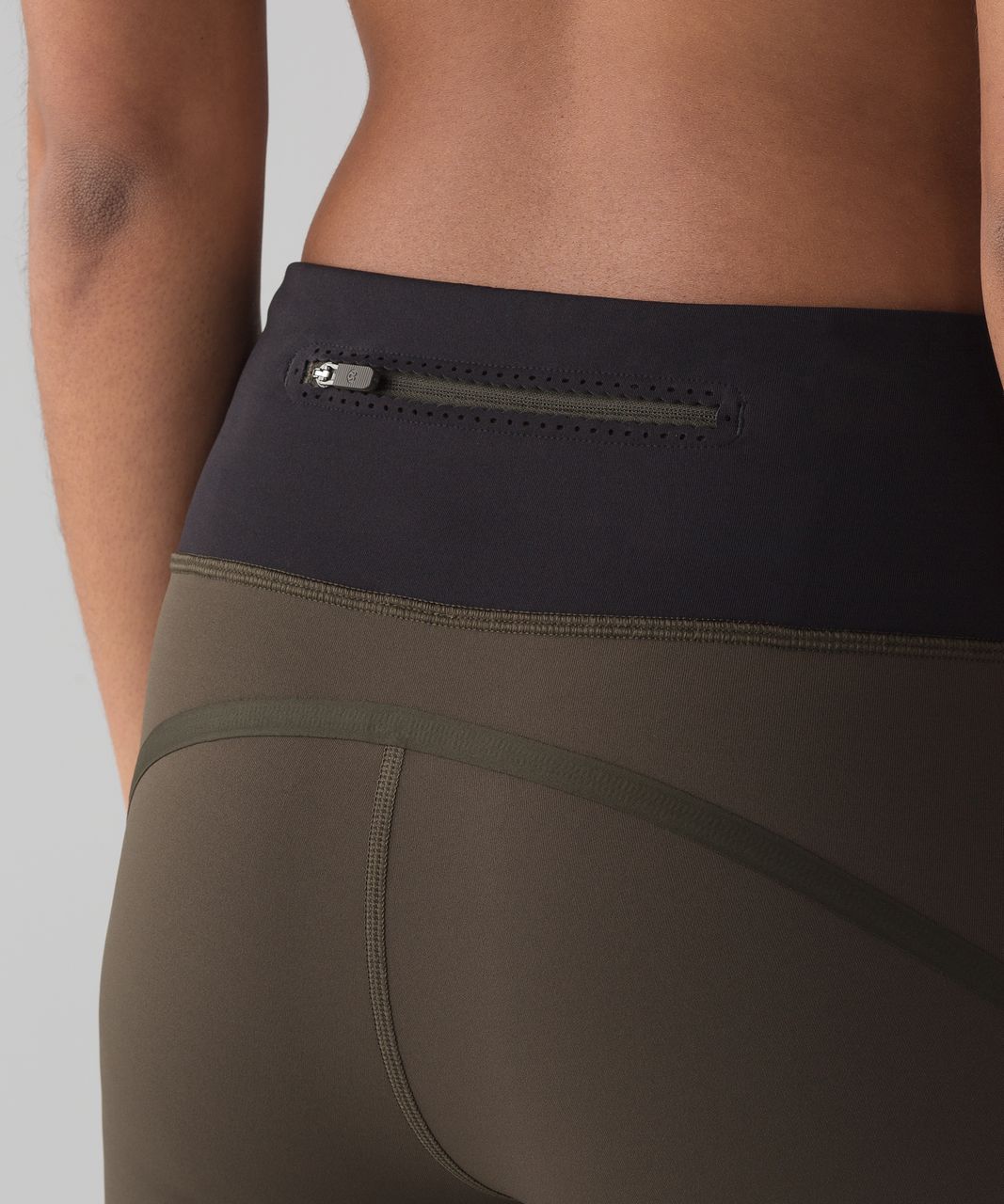 Lululemon Smooth Stride Tight - Dark Olive / Black