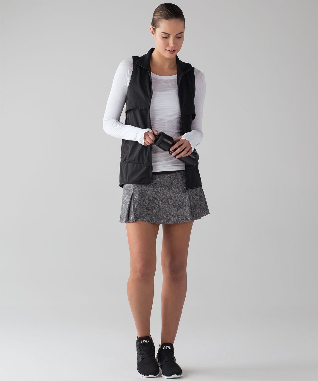 Lululemon Smooth Stride Skirt - Sea Spray Alpine White Dark Chrome / Black